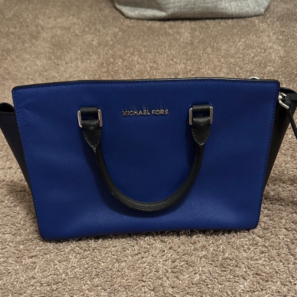 Michael Kors Royal Blue and Black Satchel